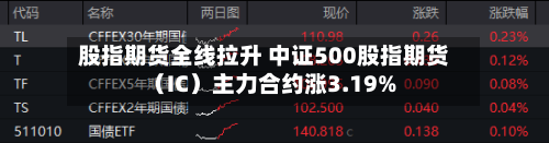 股指期货全线拉升 中证500股指期货（IC）主力合约涨3.19%